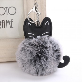 OTOKY Hot Sale 1pc 8CM Cute Cat Keychain Pendant Women Key Ring Holder Pompoms Key Chains For Gift Dropshipping Mar16