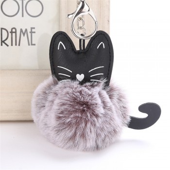 OTOKY Hot Sale 1pc 8CM Cute Cat Keychain Pendant Women Key Ring Holder Pompoms Key Chains For Gift Dropshipping Mar16