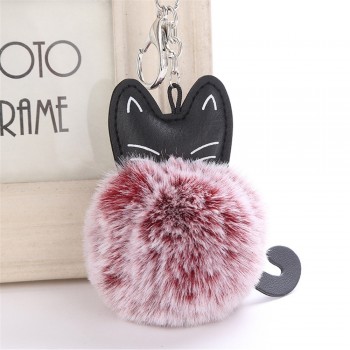 OTOKY Hot Sale 1pc 8CM Cute Cat Keychain Pendant Women Key Ring Holder Pompoms Key Chains For Gift Dropshipping Mar16