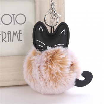 OTOKY Hot Sale 1pc 8CM Cute Cat Keychain Pendant Women Key Ring Holder Pompoms Key Chains For Gift Dropshipping Mar16