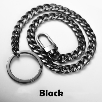 40cm Long Metal Wallet Belt Chain Rock Punk Trousers Hipster Pant Jean Keychain Silver Ring Clip Keyring Mens HipHop Jewelry