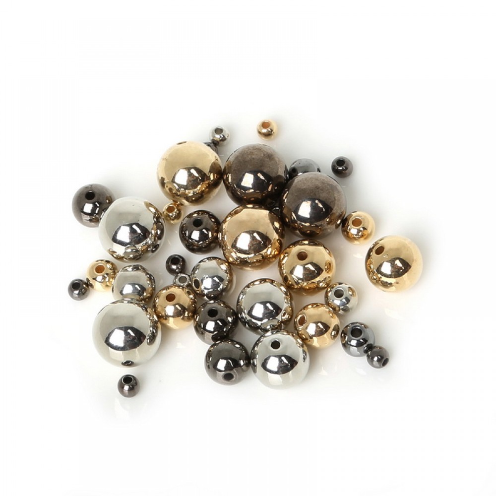 4 6 8 10 12mm 30-300pcs Gold/Silver/Gun-Metal Plated CCB Round Seed Spacer Beads For Fashion Jewelry making DIY BSE009