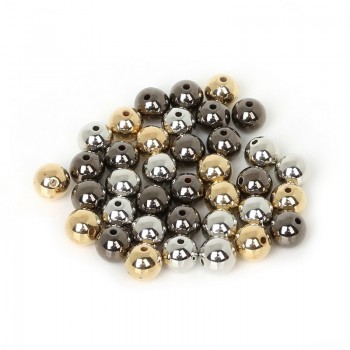 4 6 8 10 12mm 30-300pcs Gold/Silver/Gun-Metal Plated CCB Round Seed Spacer Beads For Fashion Jewelry making DIY BSE009