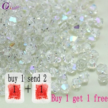 Buy 1 and get 1 free total 200pcs Colorful 4mm Bicone Crystal Beads Glass Beads Loose Spacer Beads bracelet Jewelry Making DIY
