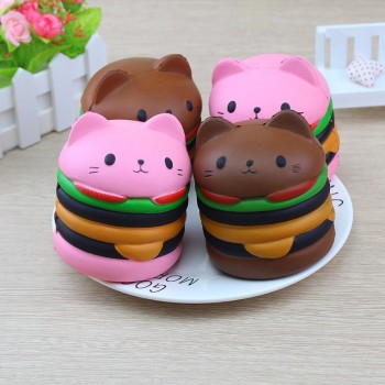 Pink Orange Kawaii Soft Squishy Jumbo Cat Hamburger toy Scented Slow Rising Exquisite Soft kid Decompression Fun Toy phone strap