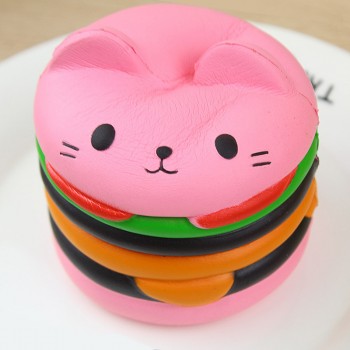 Pink Orange Kawaii Soft Squishy Jumbo Cat Hamburger toy Scented Slow Rising Exquisite Soft kid Decompression Fun Toy phone strap