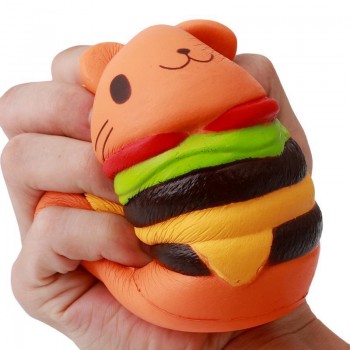 Pink Orange Kawaii Soft Squishy Jumbo Cat Hamburger toy Scented Slow Rising Exquisite Soft kid Decompression Fun Toy phone strap