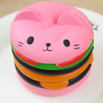 Pink Orange Kawaii Soft Squishy Jumbo Cat Hamburger toy Scented Slow Rising Exquisite Soft kid Decompression Fun Toy phone strap