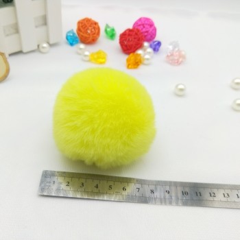Fur Pompom Metal Buttons Jewelry Findings 8CM Faux Rabbit Fur Pom Pom with Press Button Fake Fur Hat Bubble Removable Keychain