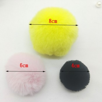 Fur Pompom Metal Buttons Jewelry Findings 8CM Faux Rabbit Fur Pom Pom with Press Button Fake Fur Hat Bubble Removable Keychain