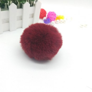 Fur Pompom Metal Buttons Jewelry Findings 8CM Faux Rabbit Fur Pom Pom with Press Button Fake Fur Hat Bubble Removable Keychain