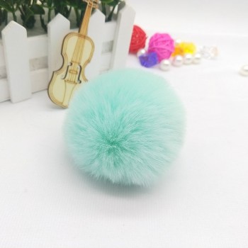 Fur Pompom Metal Buttons Jewelry Findings 8CM Faux Rabbit Fur Pom Pom with Press Button Fake Fur Hat Bubble Removable Keychain