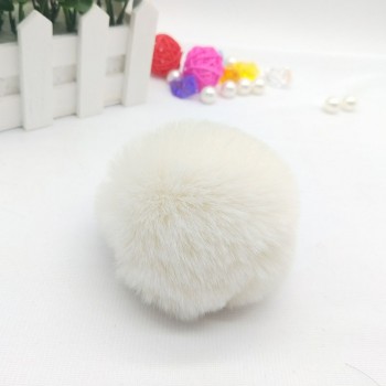 Fur Pompom Metal Buttons Jewelry Findings 8CM Faux Rabbit Fur Pom Pom with Press Button Fake Fur Hat Bubble Removable Keychain