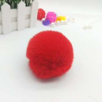 Fur Pompom Metal Buttons Jewelry Findings 8CM Faux Rabbit Fur Pom Pom with Press Button Fake Fur Hat Bubble Removable Keychain
