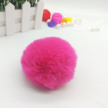 Fur Pompom Metal Buttons Jewelry Findings 8CM Faux Rabbit Fur Pom Pom with Press Button Fake Fur Hat Bubble Removable Keychain