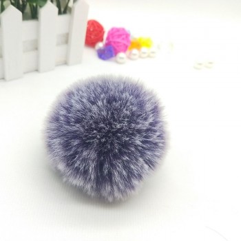Fur Pompom Metal Buttons Jewelry Findings 8CM Faux Rabbit Fur Pom Pom with Press Button Fake Fur Hat Bubble Removable Keychain