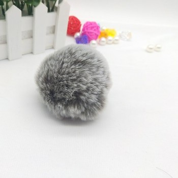 Fur Pompom Metal Buttons Jewelry Findings 8CM Faux Rabbit Fur Pom Pom with Press Button Fake Fur Hat Bubble Removable Keychain