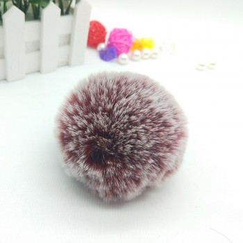 Fur Pompom Metal Buttons Jewelry Findings 8CM Faux Rabbit Fur Pom Pom with Press Button Fake Fur Hat Bubble Removable Keychain