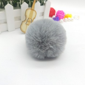 Fur Pompom Metal Buttons Jewelry Findings 8CM Faux Rabbit Fur Pom Pom with Press Button Fake Fur Hat Bubble Removable Keychain