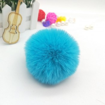 Fur Pompom Metal Buttons Jewelry Findings 8CM Faux Rabbit Fur Pom Pom with Press Button Fake Fur Hat Bubble Removable Keychain