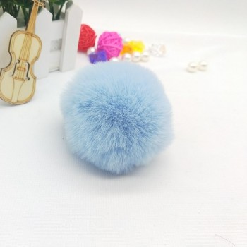Fur Pompom Metal Buttons Jewelry Findings 8CM Faux Rabbit Fur Pom Pom with Press Button Fake Fur Hat Bubble Removable Keychain