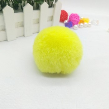Fur Pompom Metal Buttons Jewelry Findings 8CM Faux Rabbit Fur Pom Pom with Press Button Fake Fur Hat Bubble Removable Keychain