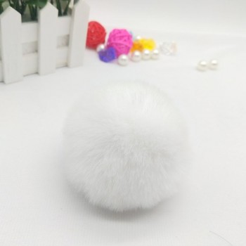 Fur Pompom Metal Buttons Jewelry Findings 8CM Faux Rabbit Fur Pom Pom with Press Button Fake Fur Hat Bubble Removable Keychain