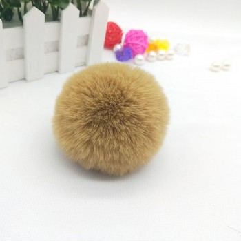 Fur Pompom Metal Buttons Jewelry Findings 8CM Faux Rabbit Fur Pom Pom with Press Button Fake Fur Hat Bubble Removable Keychain