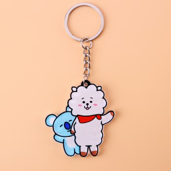 Cute Anime Kpop BTS BT21 Bangtan Boys Key Chain Love Yourself Acrylic J-HOPE V SUGA TATA COOKY SHOOKY Porte Clef Keychain