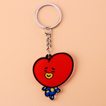 Cute Anime Kpop BTS BT21 Bangtan Boys Key Chain Love Yourself Acrylic J-HOPE V SUGA TATA COOKY SHOOKY Porte Clef Keychain