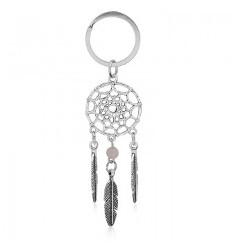 QIHE JEWELRY Gift Pink Black Beads Dreamcatcher Feather Wind Chimes Dream Catcher Key Chain Women Vintage Indian Style Keychain
