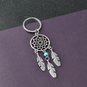 QIHE JEWELRY Gift Pink Black Beads Dreamcatcher Feather Wind Chimes Dream Catcher Key Chain Women Vintage Indian Style Keychain