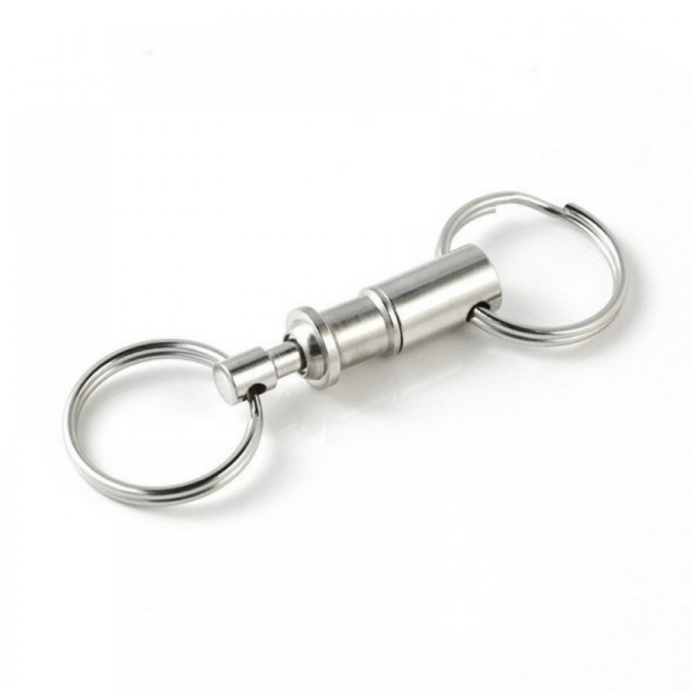 1pcs Removable Iron Alloy Dual Detachable Pull Apart Lock Holder Quick Release Key Ring Chain Keychain