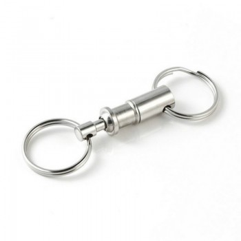 1pcs Removable Iron Alloy Dual Detachable Pull Apart Lock Holder Quick Release Key Ring Chain Keychain