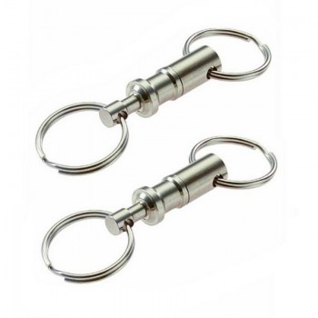 1pcs Removable Iron Alloy Dual Detachable Pull Apart Lock Holder Quick Release Key Ring Chain Keychain
