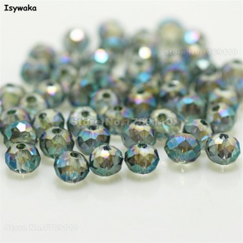Isywaka Mixed Colors 4*6mm 50pcs Rondelle  Austria faceted Crystal Glass Beads Loose Spacer Round Beads for Jewelry Making