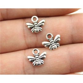 WYSIWYG 30pcs 10x11mm 2 Colors Antique Silver, Antique Bronze Small Bee Charms Bee Charms For Jewelry Making Honey Bee Charm