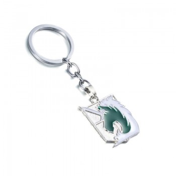 Hot Anime keychain Attack on Titans badge pendant necklace Stainless steel key chain holder cover charms for motorcycle car keys