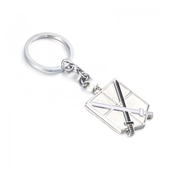 Hot Anime keychain Attack on Titans badge pendant necklace Stainless steel key chain holder cover charms for motorcycle car keys