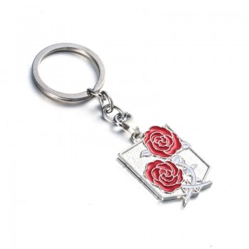 Hot Anime keychain Attack on Titans badge pendant necklace Stainless steel key chain holder cover charms for motorcycle car keys
