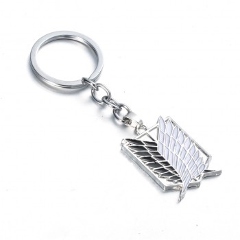Hot Anime keychain Attack on Titans badge pendant necklace Stainless steel key chain holder cover charms for motorcycle car keys