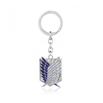 Hot Anime keychain Attack on Titans badge pendant necklace Stainless steel key chain holder cover charms for motorcycle car keys