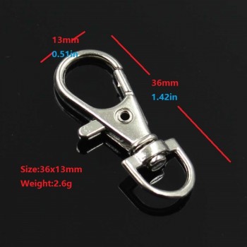 10pcs wholesale Silver rhodium lobster Clasp Clips Key Hook Keychain Split Key Ring Findings Clasps For DIY Keychains Making