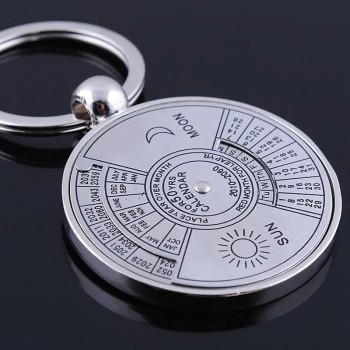 Silver Color 50 Years Super Perpetual Calendar Key Chains Rings Astrology KeyChains Car Bag Pendant Keyring Holder Gift Jewelry