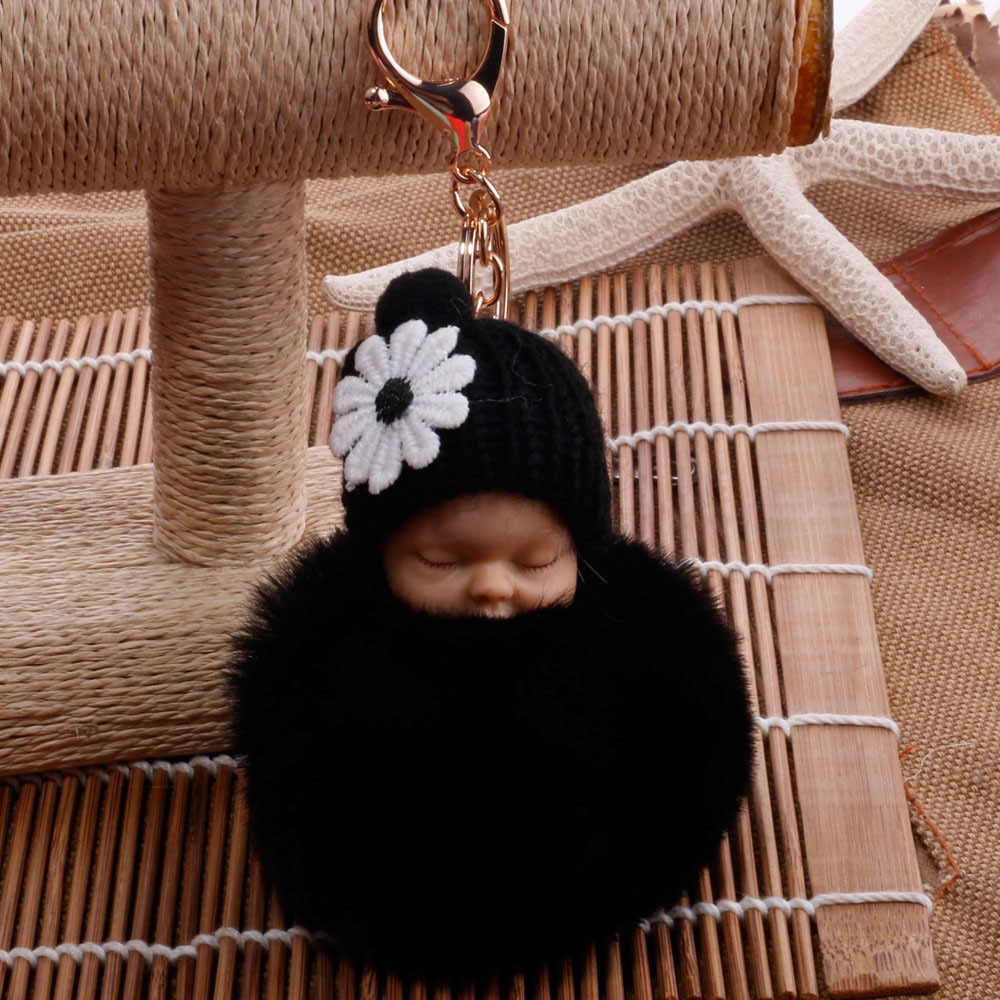 OTOKY  2018 Cute Fashion  Cute Fur Fluffy PomPom Sleeping Baby Doll Key Chains Keyrings Bags Charm Pendant  Oct.25