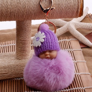 OTOKY  2018 Cute Fashion  Cute Fur Fluffy PomPom Sleeping Baby Doll Key Chains Keyrings Bags Charm Pendant  Oct.25