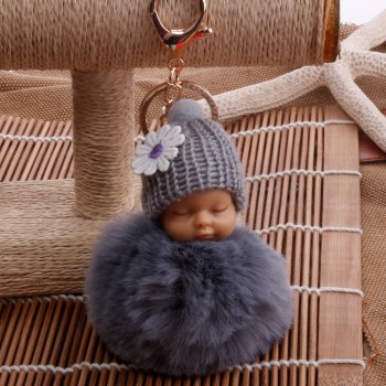 OTOKY  2018 Cute Fashion  Cute Fur Fluffy PomPom Sleeping Baby Doll Key Chains Keyrings Bags Charm Pendant  Oct.25