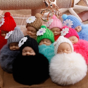 OTOKY  2018 Cute Fashion  Cute Fur Fluffy PomPom Sleeping Baby Doll Key Chains Keyrings Bags Charm Pendant  Oct.25
