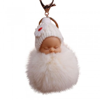 OTOKY  2018 Cute Fashion  Cute Fur Fluffy PomPom Sleeping Baby Doll Key Chains Keyrings Bags Charm Pendant  Oct.25