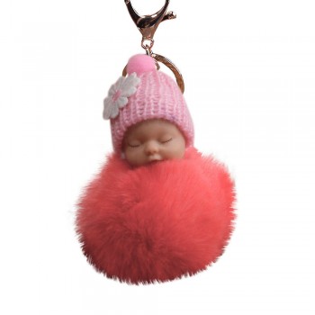 OTOKY  2018 Cute Fashion  Cute Fur Fluffy PomPom Sleeping Baby Doll Key Chains Keyrings Bags Charm Pendant  Oct.25